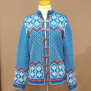 Norm Thompson Nordic Ice Blue Sweater Cardigan Jacket